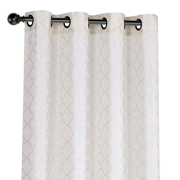 Regal Home Collections 2 Pack Metallic Trellis Grommet Top Semi Sheer Curtains - Beige