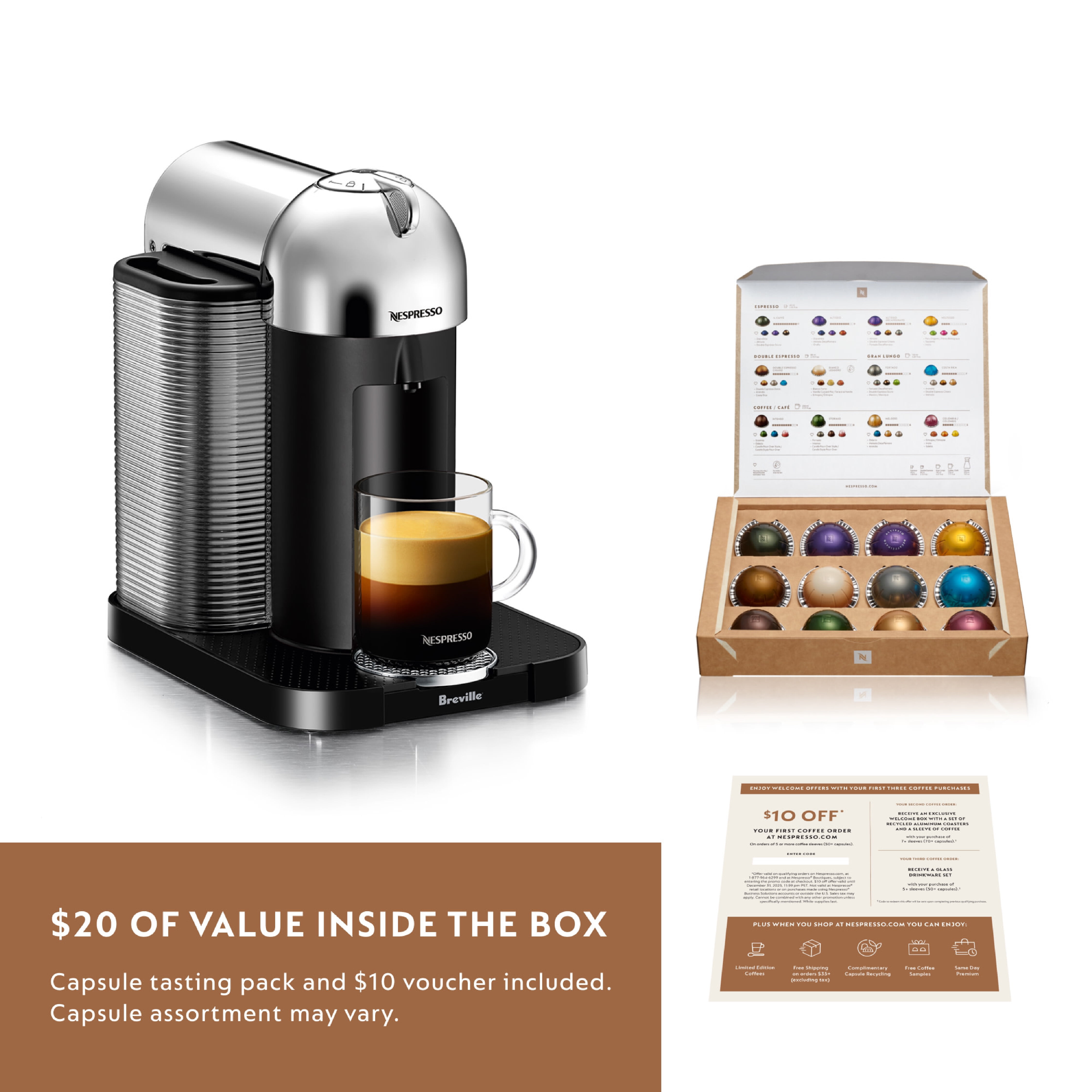 Nespresso, Coffee & Espresso Single-Serve Machine, BNV220BLK1