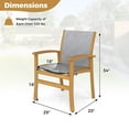 thumbnail image 3 of Costway 2 PCS Outdoor Dining Chairs Acacia Wood Patio Chairs with Breathable Fabric Seat, 3 of 10