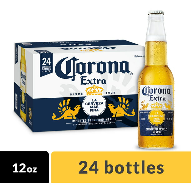Corona Extra Mexican Lager Beer, 24 pk 12 fl oz Bottles, 4.6 ABV