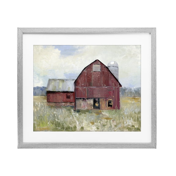 Stupell Industries Red Rugged Barn Gray Framed Print Under Glass, design by Sally Swatland
