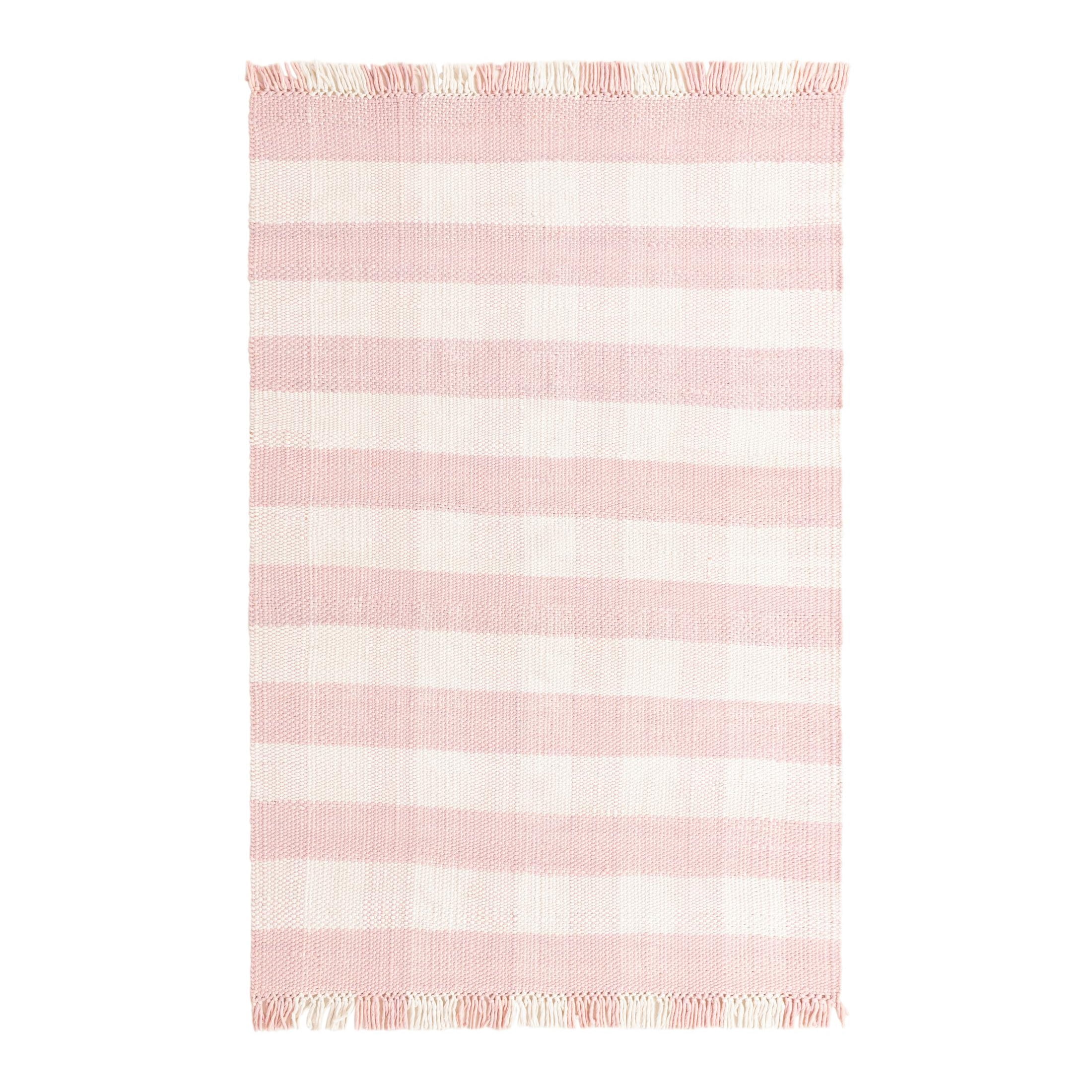 Unique Loom Eco Plaid Indoor Outdoor Washable Collection Area Rug - Balmoral (6' 1" x 9' Rectangle Pink/Ivory)