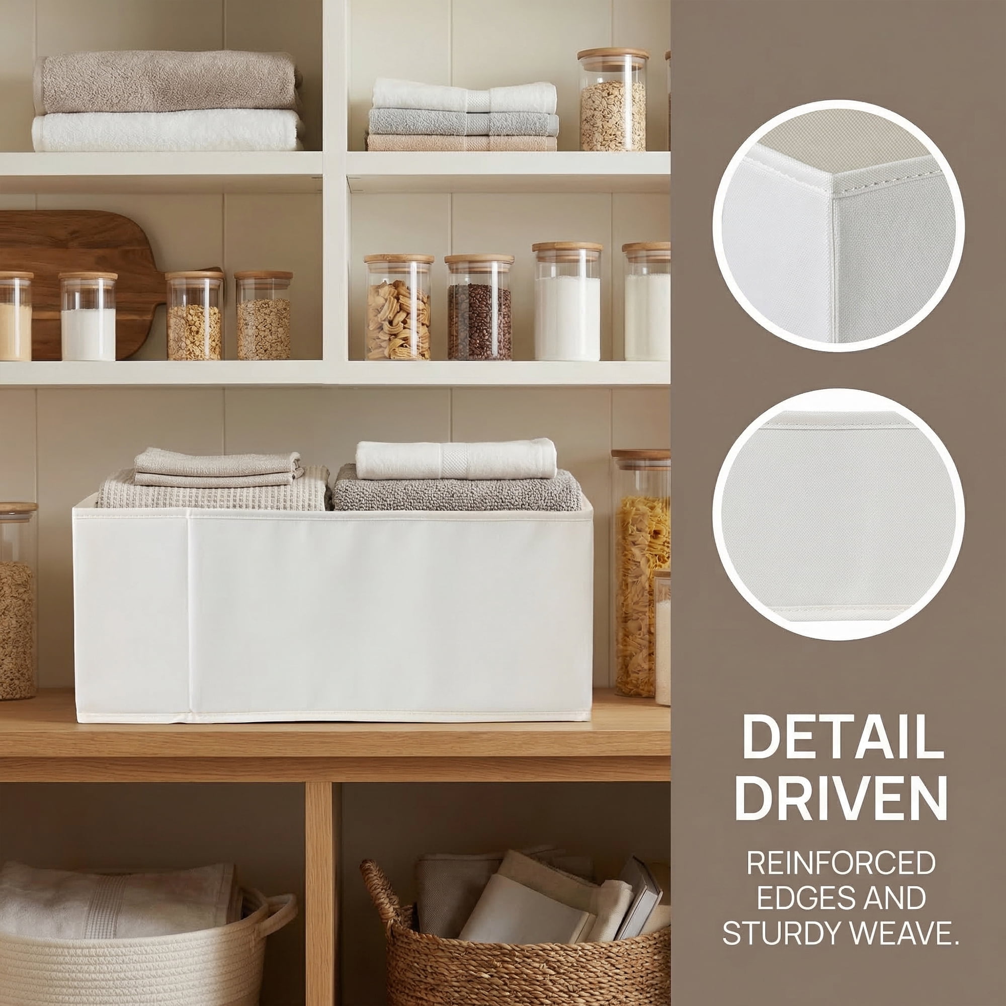 Unique Bargains 3pcs Storage Cube Fabric Storage Bin White 20.9*6.7*7.9in