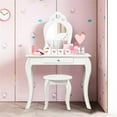thumbnail image 2 of Pemberly Row MDF & Pine Wood Kids 2-in-1 Vanity Set with Mirror in White, 2 of 11