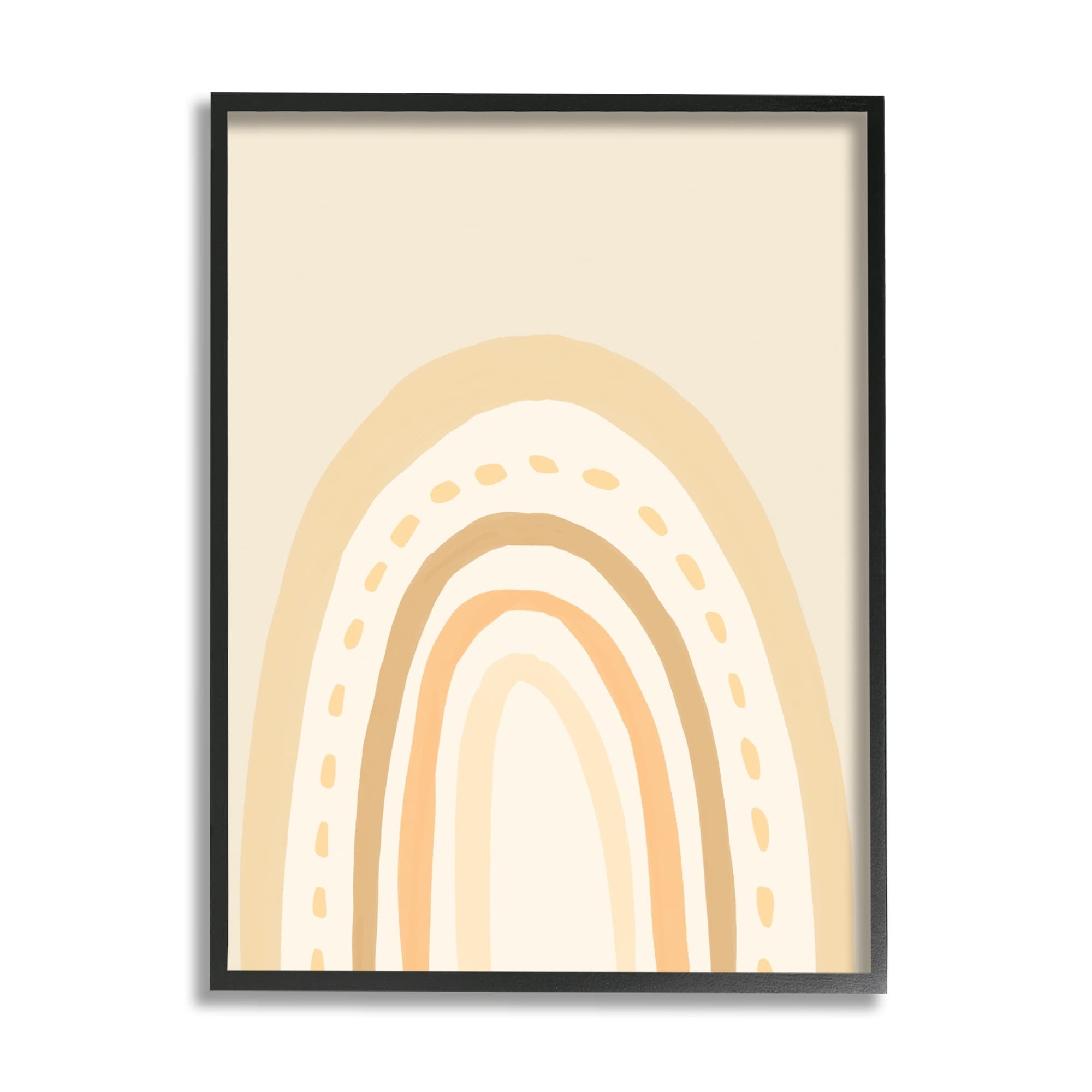 Stupell Industries Minimal Rainbow Stripes Neutral Tones Dashed Lines Graphic Art White Framed Art Print Wall Art, Design by Heather McLaughlin