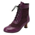thumbnail image 2 of Mepaouo Women Vintage Victorian Lace up Boots Kitten Heel Walking Ankle Short Booties(Purple,8.5), 2 of 9