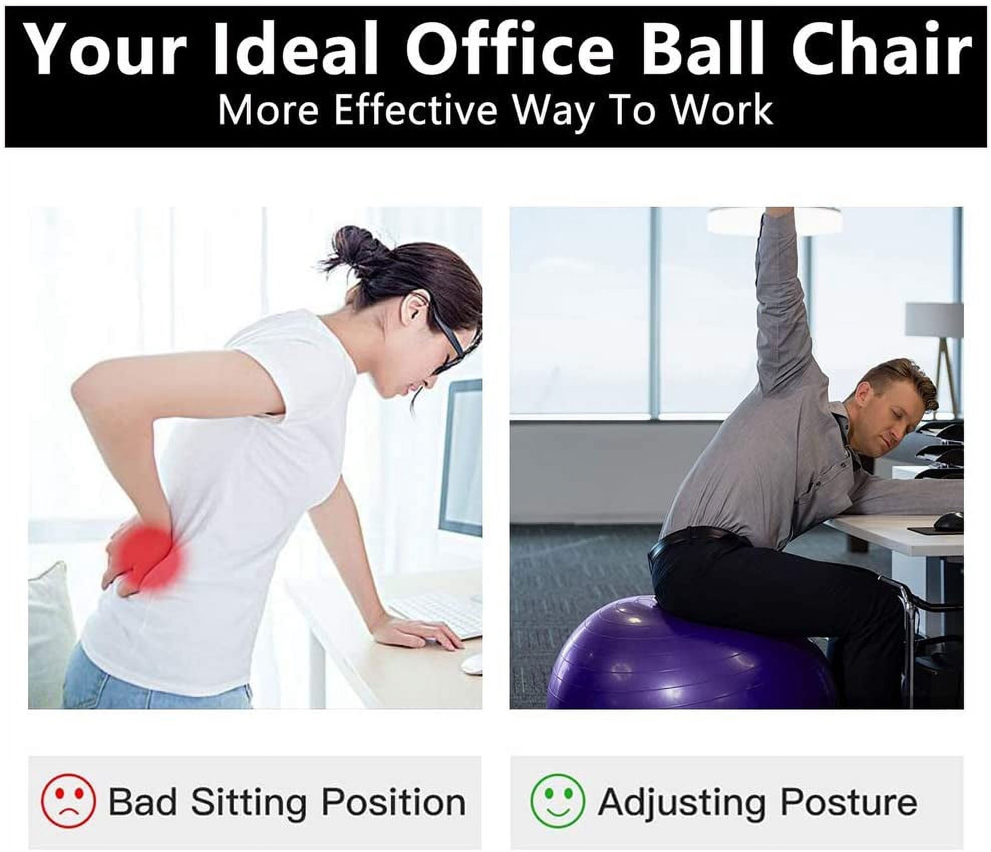 75cm Yoga Ball, Exercise Ball for Fitness, Stability, Balance & Birthing, Anti-Burst Professional Quality Design Balance Ball Pilates Core&Workout Ball with Quick Pump - Home Gym Office Chair,F82824