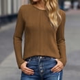thumbnail image 2 of Fgnfyis T Shirts For Women Casual Long Sleeve Soft Basic Solid Color Top Everyday Comfort Warmth Long Sleeve Tops For Women Khaki M, 2 of 6