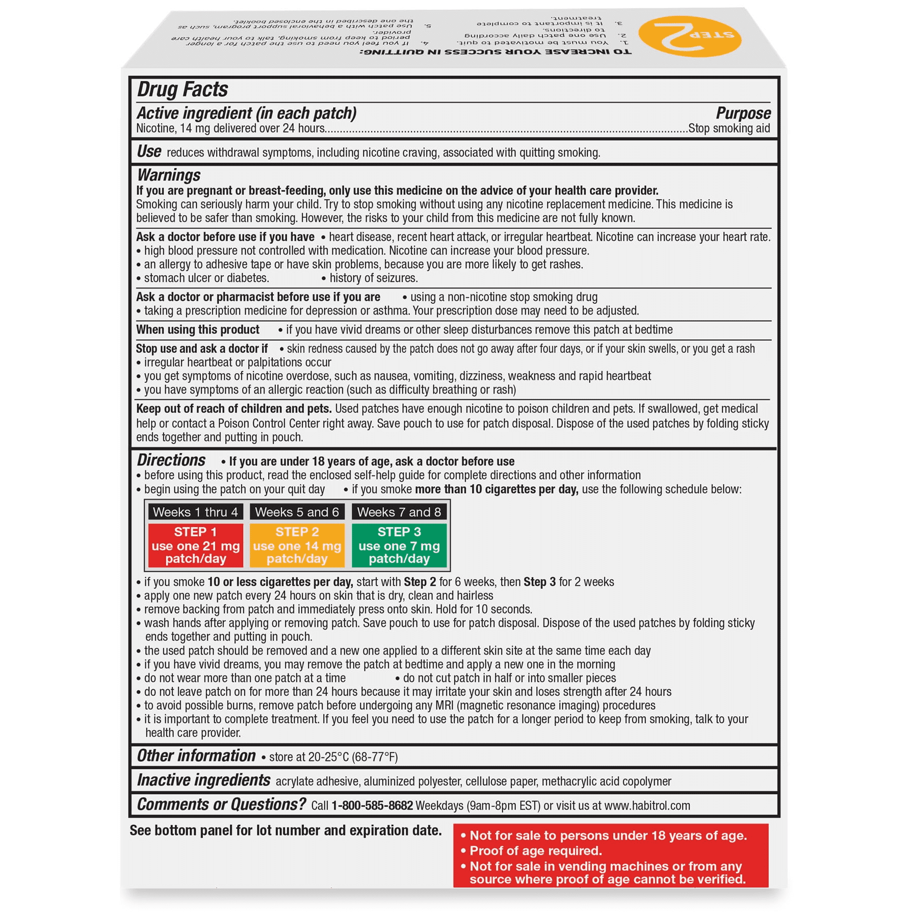 (3 pack) Habitrol Nicotine Transdermal System Patch (Step 2) Stop Smoking Aid (14 mg) 14 Patches (2 Week Kit)