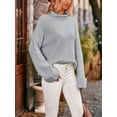 thumbnail image 3 of Arvbitana Women's Autumn Winter Sweater Long Sleeve Turtleneck Pullover Split Hem Shirts Loose Oversized Knitwear Casual Tops, 3 of 8