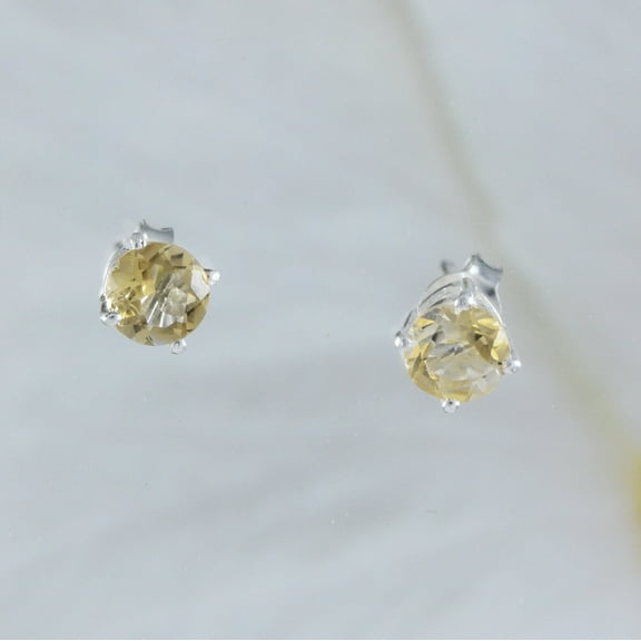 Beautiful Hawaiian Genuine Yellow Citrine Earring, Sterling Silver Citrine Stud Earring, E8650 Birthday Valentine Mom Gift