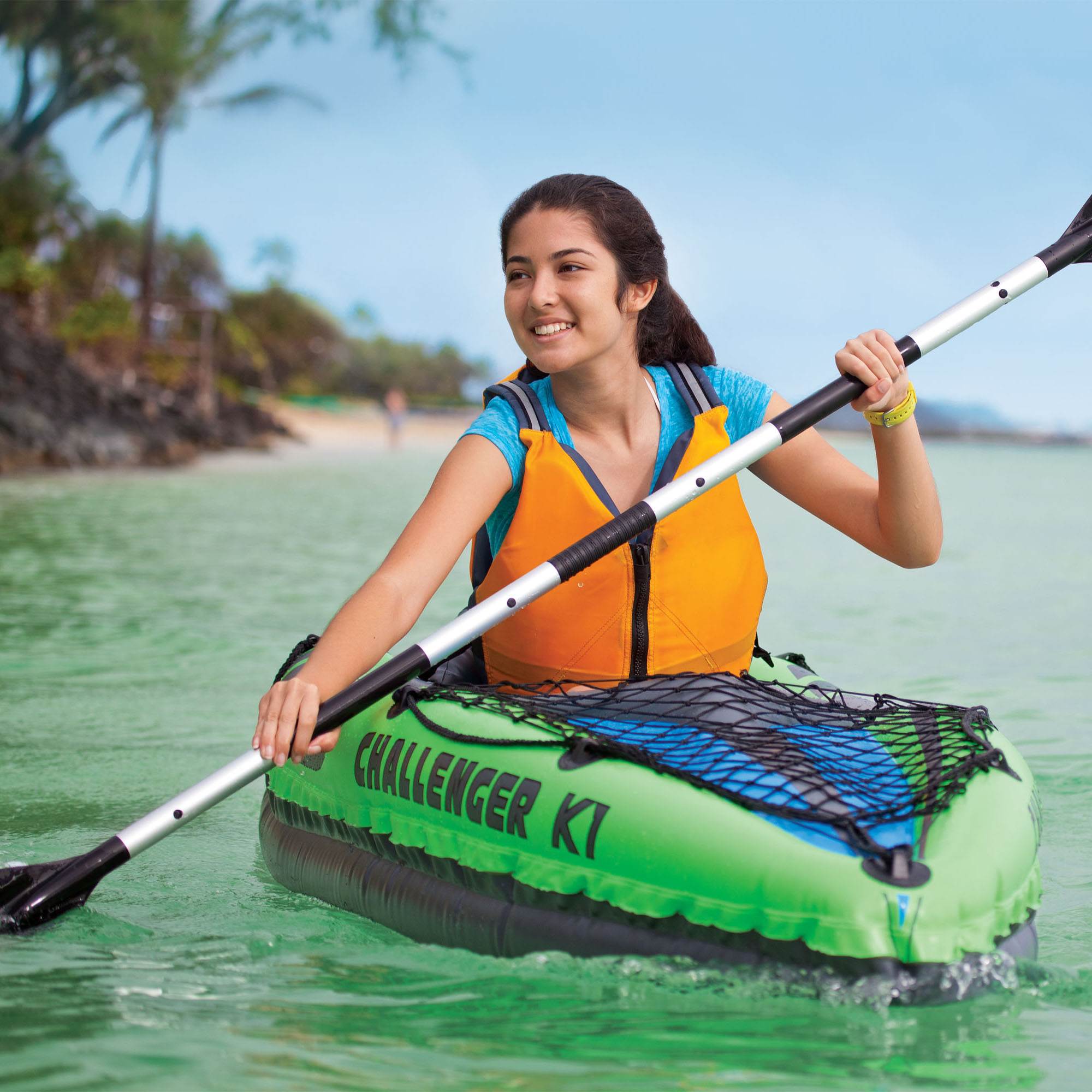Intex Challenger K1 Inflatable Single Person Kayak Set and Accessory Kit w/ Pump - image 4 of 6