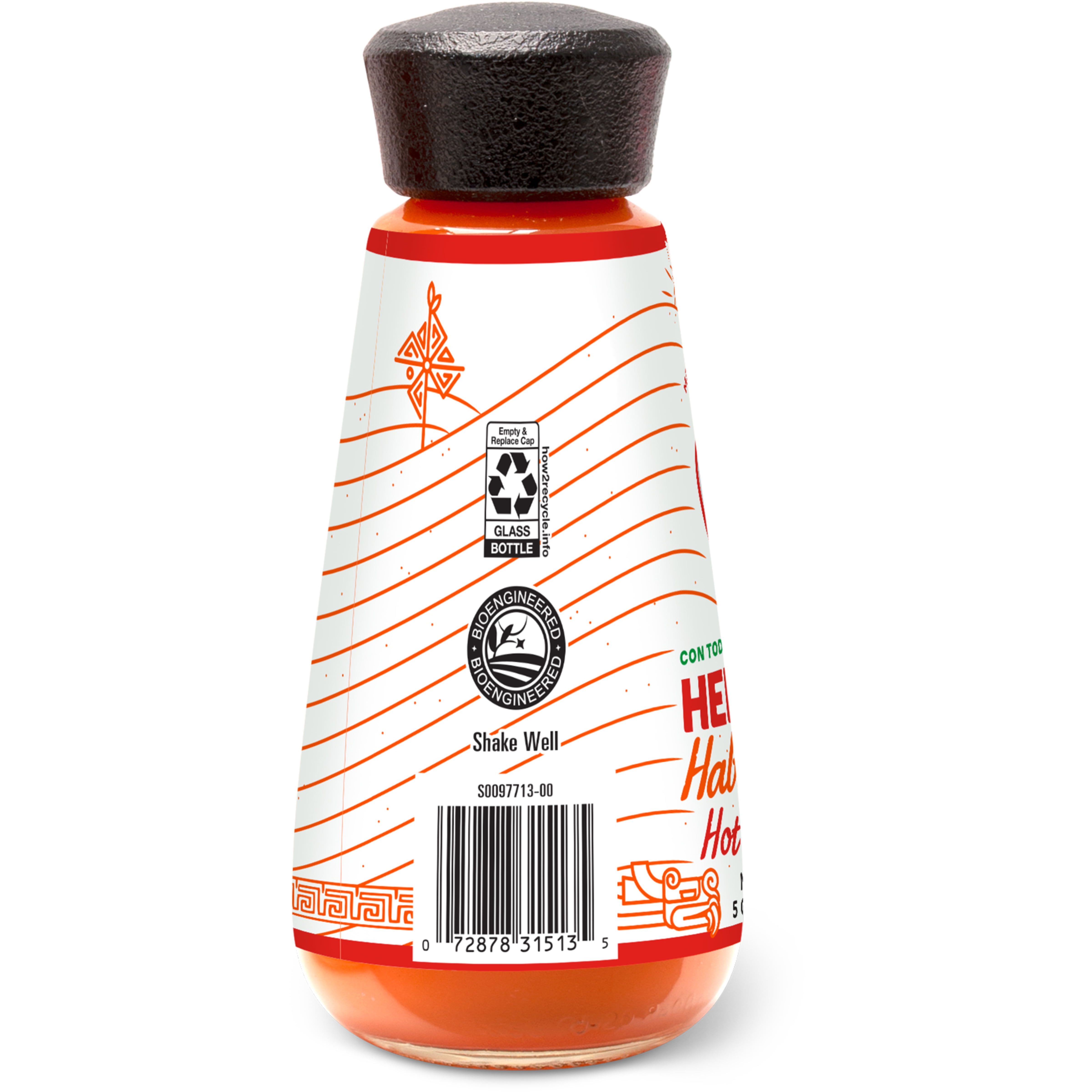 (12 pack) HERDEZ Habanero Hot Sauce, Shelf Stable, Regular, 5 oz Glass Bottle
