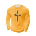 thumbnail image 4 of VBTAPA Men's Waffle Long Sleeve Shirts Jesus Cross Print T-Shirt Christian Faith Tee Lightweight Crewneck Pullover Tees Casual Hipster Tops Yellow XL, 4 of 6