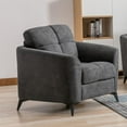 thumbnail image 4 of Callie Gray Woven Fabric Chair with Tufted Cushion and Metal Legs, 4 of 6