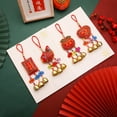 thumbnail image 6 of vnanda Chinese-style Wind Chime Sachet Spring Festival Car Pendant Vibrant Color Embroidery Pattern Metal Bell Wind Chimes Hanging Decor Wind Chimes Pendant, 6 of 8