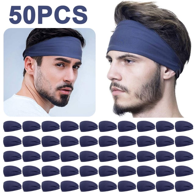 Hombres Mujeres Fitness Sweatband Elástico Correr Diadema Secado Rápido (oscuro) Azul