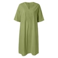 thumbnail image 3 of WILLBEST Coupes de Vinaigrette Ranch Individuelles Femmes Robe Décontractée Unie Manches Courtes Col en V avec Poches Robe Longue Ample, 3 of 4
