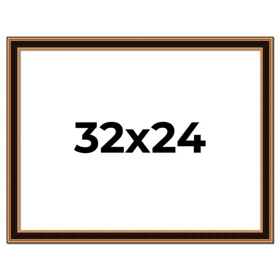 32x24 Frame Gold Brown Plein Air Vintage Solid Wood Picture Frame | 1.75 Inches Moulding Width |
