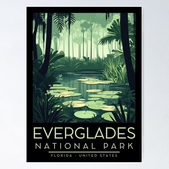 A Vintage Illustration Of Everglades National Park Florida United States Poster, Poster Only