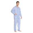 thumbnail image 3 of GLOBAL Mens 100% Cotton Long Sleeve Pajama Set, Breathable Lightweight Button Down Nightwear with Pants, S-3XL, 3 of 7