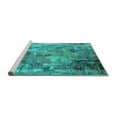 thumbnail image 2 of Ahgly Company Machine Washable Indoor Round Oriental Turquoise Blue Industrial Area Rugs, 4' Round, 2 of 4