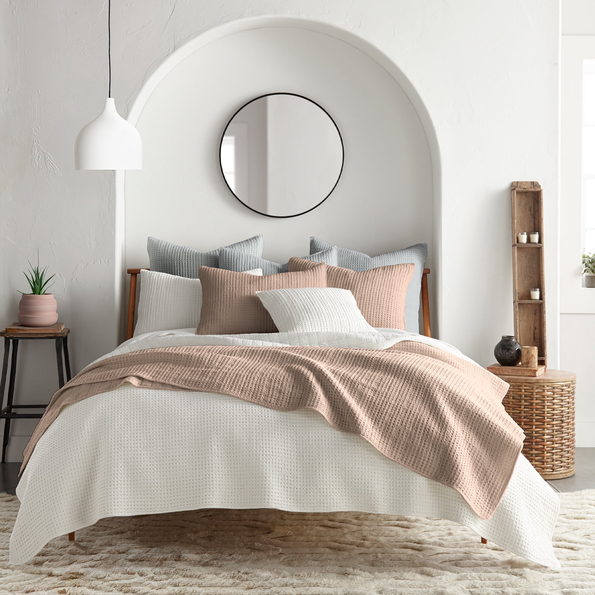 Levtex Home - Mills Waffle - King/Cal King Quilt Set - Blush Cotton Waffle - Quilt Size (106 x 92in.), Sham Size (36 x 20in.)
