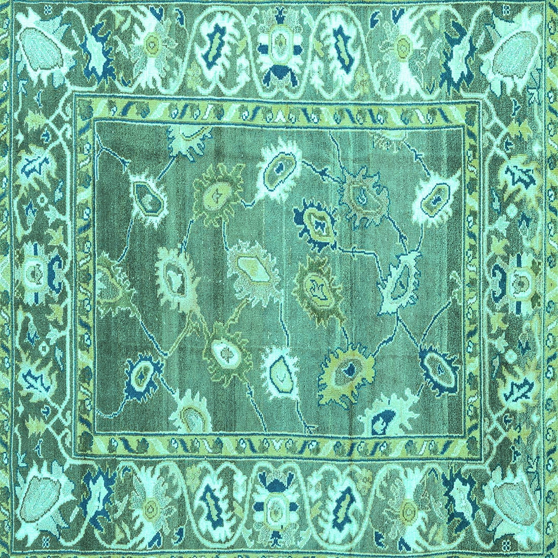 Ahgly Company Machine Washable Indoor Square Oriental Turquoise Blue ...