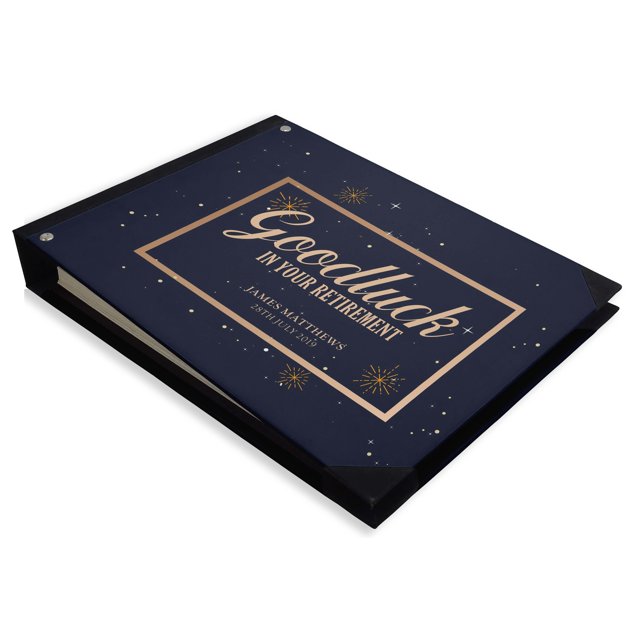 Darling Souvenir Blue Shining Stars Personalized Retirement PartyGuestKeepsake MemoryBookHardboundSign-InBook RegistryMessageGuestbook-9 x 12 Inches