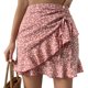 thumbnail image 1 of Falda corta floral envolvente para mujer Falda corta con estampado floral con cordón y dobladillo con volantes irregulares para el verano, 1 of 6