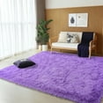thumbnail image 2 of Socofuz Solid Shag Collection Carpet, 5x7ft Purple Fluffy Rugs Perfect for Kid's Room, Cloakroom, 2 of 7