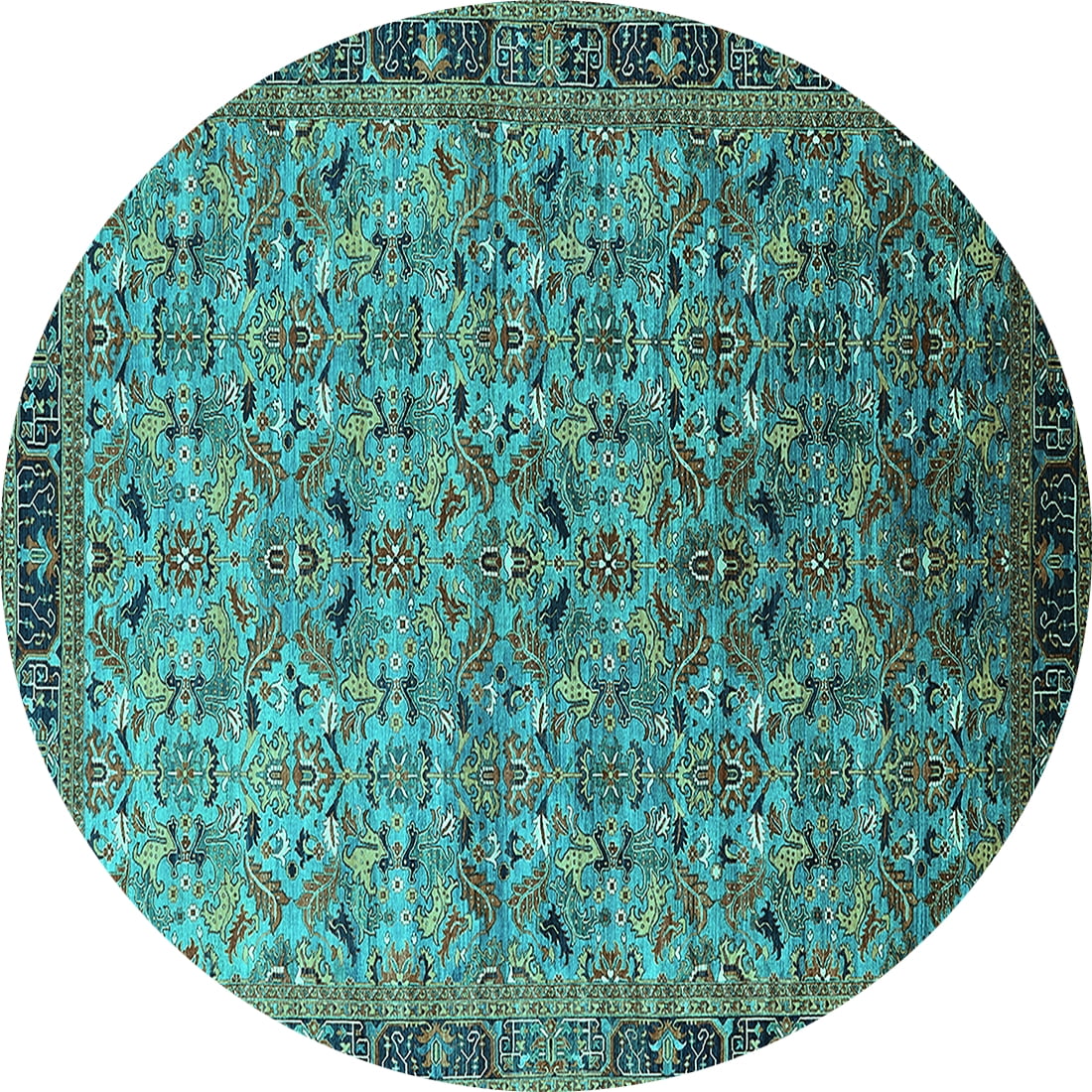 Ahgly Company Indoor Round Oriental Turquoise Blue Industrial Area Rugs ...
