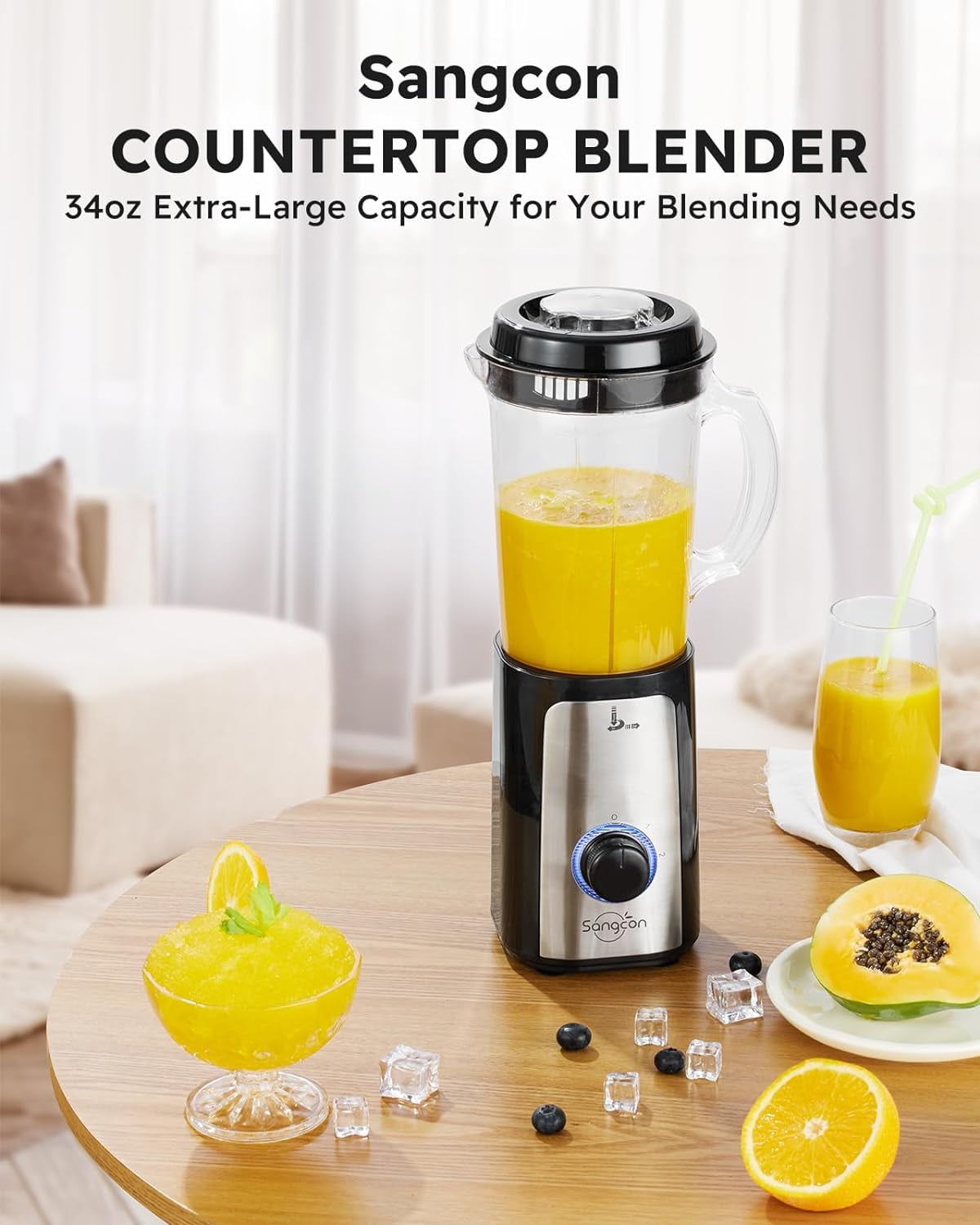 5-in-1 Blender and Food Processor Combo with 350W Motor, 4 Cups & 3 Blades for Meat, Smoothies, Shakes