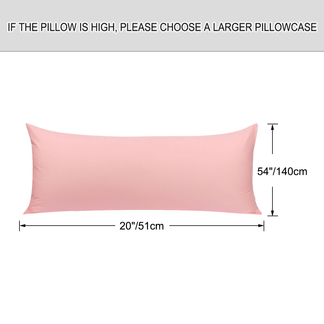 Unique Bargains Pillowcases 2 Pack 100% Cotton Body Pillow Covers Pink 20" x 54"