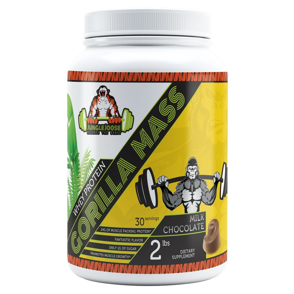 Jungle Joose GORILLA MASS Protein Powder Chocolate 2 lbs, 1g Sugar, 24g