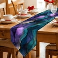 thumbnail image 2 of Purple Blue Ombre Table Runner Linen Burlap Table Runner 70 Inches Long Modern Luxury Abstract Marble Texture Dresser Scarves for Kitchen Island Coffee Dining Party Wedding Holiday Decor 13"x70", 2 of 8