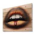 thumbnail image 2 of Designart 'Woman Lips With Black & Orange Lipstick' Modern Print on Natural Pine Wood, 2 of 5