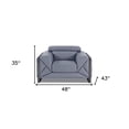 thumbnail image 3 of Mod Slate Blue Leather and Chrome Deco Accent Chair, 3 of 8