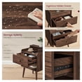 thumbnail image 3 of LEDREM Set of 2 Mid-Century Nightstands with Hidden Drawer,Bedside Tables with Open Shelf and Large Drawer,Solid Wood Legs,Natural Walnut, 3 of 6