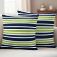 thumbnail image 5 of 2 Pack Outdoor Waterproof Throw Pillow Covers,Navy Blue Green Stripe Decorative Square Pillow Case Patio Pillowcases for Chair Couch Sofa 16x16in, 5 of 9
