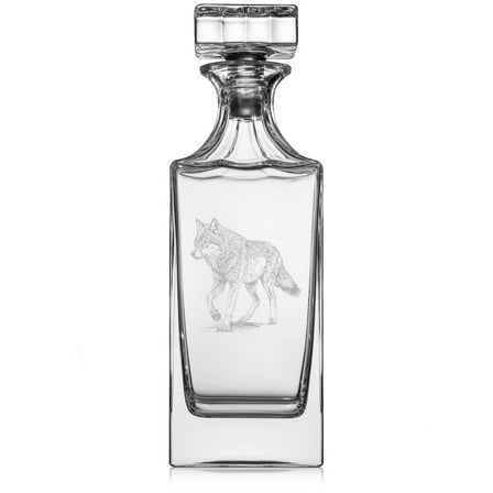 30 oz Glass Whiskey Decanter with Glass Stopper Gift Wolf