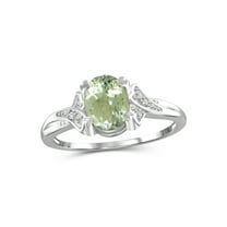 JewelersClub Green Amethyst Ring Birthstone Jewelry – 1.30 Carat Green Amethyst Sterling Silver Ring Jewelry with White Diamond Accent – Gemstone Rings with Hypoallergenic Sterling Silver Band