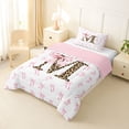 thumbnail image 2 of Erosebridal Initial Alphabet M Twin Comforter Sets,Princess Bowknot Wild Cheetah Pattern Bedding Set For Bowtie Girls, Reversible 2pcs, 2 of 7