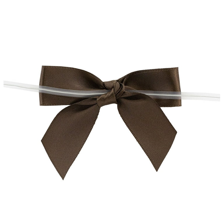 Brown Satin Pre-tied Decorative Bows - 3 wide, Set of 10, Wedding