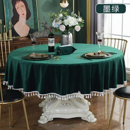 

UMMH Round Table Cloth Solid Color Luxury Velvet Tablecloth Thickness Nordic Hotel Round Household Table Mat