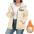 thumbnail image 3 of Makaor Sweatshirts Jacket for Women Christmas Fleece Hooded Coat Solid Plus Size Zipper Long Sleeve Outerwear Clothes, 3 of 5