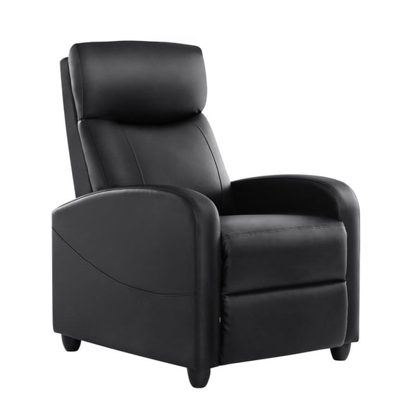 Gianna Recliner Chair No Massage, Home Theater Seating with Lumbar Support, Adjustable Push Back Overstuffed High-Density Sponge Reclining for Living Room, Black