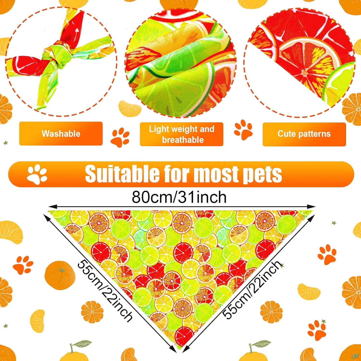 30 Pack Spring Dog Bandanas Bulk Summer Fruit Pet Bandanas Soft Triangle Dog Scarfs Polyester Bandana Pet Costume Cute Scarf Bibs with Flowers Patterns for Medium Large