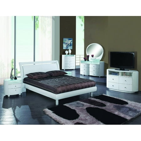 Global Furniture Cosmo White High Gloss Finish Platform King Bedroom Global Furniture Cosmo White High Gloss Finish Platform King Bedroom Set 5pcs