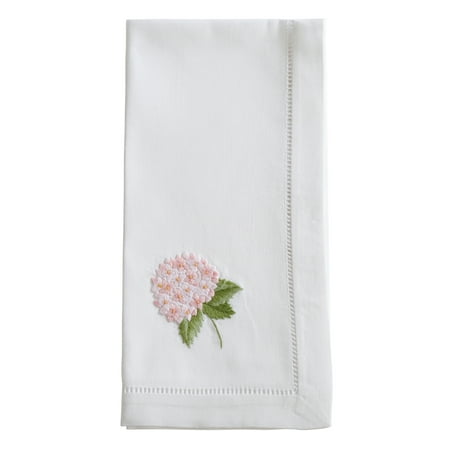 Saro Lifestyle Embroidered Pink Hydrangea Hemstitched Napkin (Set of 6)